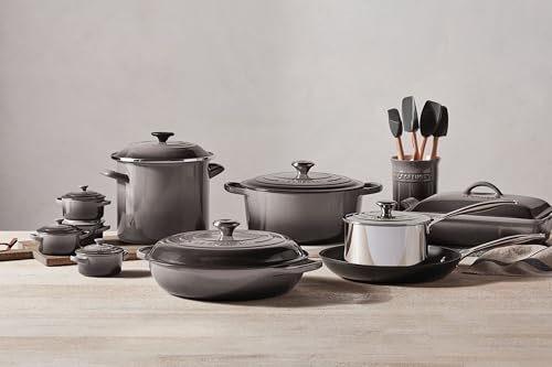Le Creuset Stoneware & Silicone 5pc. Utensil Crock Set, Oyster - color: Oyster