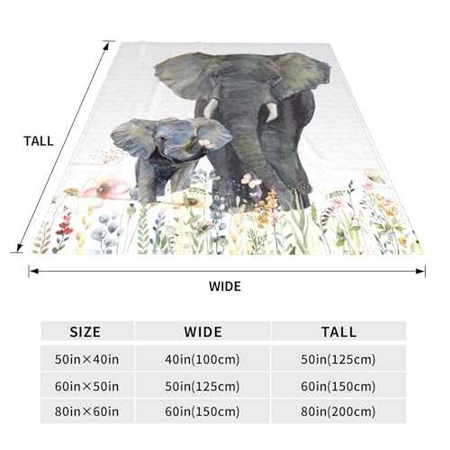 Elephant Blanket, Soft Warm Fuzzy Fleece Plush Blanket 80''x60'', Smooth Cozy Flannel Throw Blanket for Bed/Couch/Office/Camping - color: Style 2, size: 80''x60''