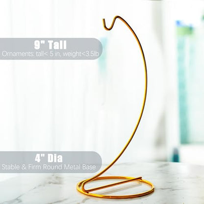 3 Pack 9 Inch Gold Iron Ornament Stand Hanging Display Holder Decor | Gold Iron Ornament Hanging Stand Holder Hook Set of 3 for Glass Globe Air Plant Terrarium Table Home Wedding Decor