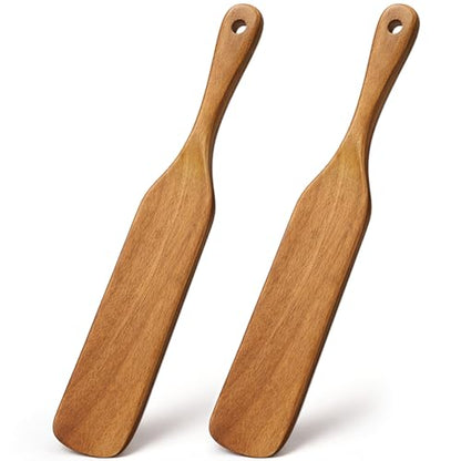 2 Pcs Wooden Spurtle for Sourdough Starter Acacia Wood Thin Spatula Scraper | Mixing Tool Sour Dough Whisk Mixer Warmer Bread Accessories Jar Spatula Sourdough Scraper Stirrer Skinny Spatula Spurtle - color: 2 PCS SPURTLE