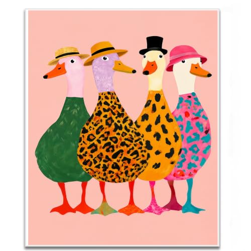 Boho Animal Painting Colorful Whimsical Goose Poster 16x24Inch Unframed | Boho Animal Painting Abstract Animal Art Poster Unframed for Living Room Bedroom Restaurant Home Apartment Dormitory - color: Landscape+BEDROOM+12+Unframed, size: 24"L x 16"W