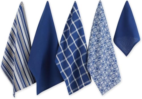 DII Assorted Woven Kitchen Set, Dishtowel, 18x28, Dishcloth, 13x13, Nautical Blue, 5 Piece (Pack of 12) - color: Nautical Blue, size: Dishtowel, 18x28"; Dishcloth, 13x13" (Pack of 12)