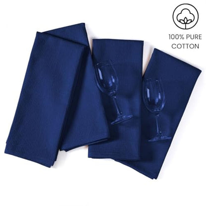Waffle Kitchen Towels Large 16x26 inch 100% Cotton Set of 4 - Soft Absorbent Washable Tea Towel for Kitchen - Dish Cloths Quick Drying - 320 GSM Quality Dish Towel Blue - color: Blue
