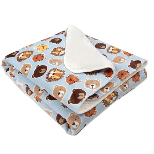 Baby Essentials Sherpa Fleece Baby Blanket 35x30 – Super Soft, Warm Reversible Baby Blankets for Newborns, Infants, Toddlers, and Nursery - color: Forest Friends