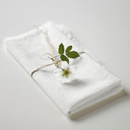 Handmade Cloth Napkins 100% Cotton Napkins with Fringe，Delicate Handmade Cloth Napkins for Dinners, Parties, Weddings and More，18 x 18 Inch Set of 4 - White - color: White
