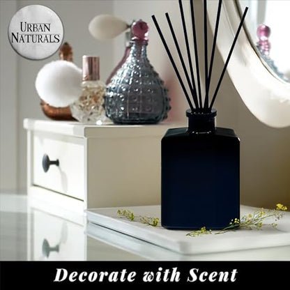 Reed Diffuser Set, Crisp Alpine Air - Bathroom Shelf Décor | Eucalyptus, Citrus, Vanilla, Pine & Balsam Notes, 5 ounce Sleek Black Rectangular Refillable Glass Bottle, Made in the USA - color: Crisp Alpine Air