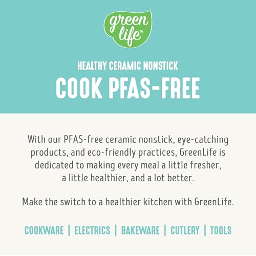 GreenLife 16 Piece Ceramic Nonstick Pots & Pans Cookware Set, Turquoise | PFAS-Free Ceramic Nonstick, Stockpot, Frying Pans, Saucepans, Sauté Pan, Stay-Cool Handles, Dishwasher & Oven Safe up to 350F - color: Mint Green, style: Soft Grip