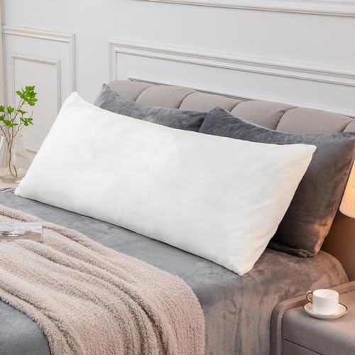 BEDELITE Body Pillow Cover with Zipper, Bright White, 20x54 Inch, 1 Pack | Body Pillow Pillowcase, Super Soft and Cozy Fuzzy Fleece, Luxury Plush Long Pillowcase, Versatile Comfort for All Seasons - color: Bright White, size: 54" x 20" (Pack of 1)
