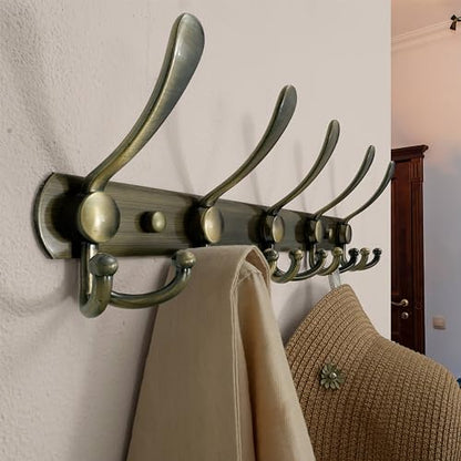Wall Mounted Coat Rack - 5 Tri Hooks, Heavy Duty, Stainless Steel, Metal Coat Hook Rail for Coat Hat Towel Purse Robes Mudroom Bathroom Entryway (Bronze, 2 Packs) - color: Bronze, size: L=16" (2 Pcs)