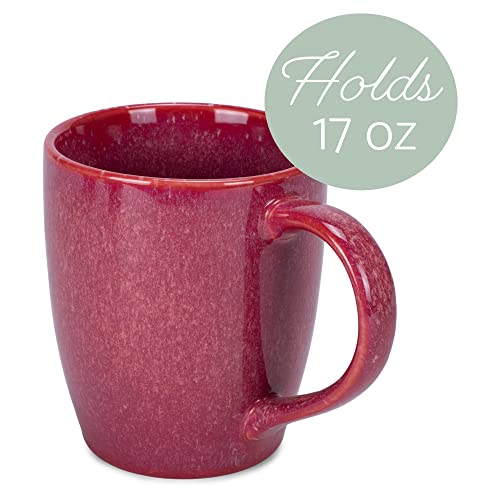 Elanze Designs Reactive Glaze 17 ounce Ceramic Curved Body Mugs Set of 4, Maraschino Red - color: Maraschino Red