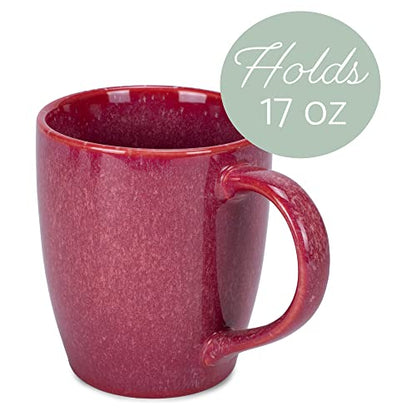 Elanze Designs Reactive Glaze 17 ounce Ceramic Curved Body Mugs Set of 4, Maraschino Red - color: Maraschino Red