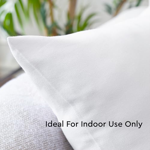 Encasa XO Throw Pillow Covers, Cotton, No Inserts 12"x12" White | Durable Cotton Canvas | Concealed Invisible Zipper | Ideal for DIY & Embroidery | Living Room & Couch | Set of 2 - color: White, size: 12" x 12" (Pack of 2)