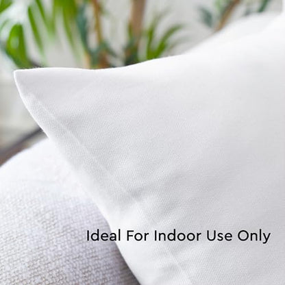 Encasa XO Throw Pillow Covers, Cotton, No Inserts 12"x12" White | Durable Cotton Canvas | Concealed Invisible Zipper | Ideal for DIY & Embroidery | Living Room & Couch | Set of 2 - color: White, size: 12" x 12" (Pack of 2)