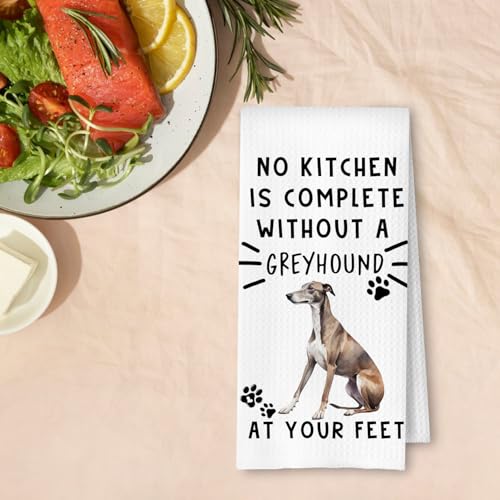 Greyhound Funny Dog Kitchen Towels -A Kitchen is Not Complete Without A Greyhound Waffle Weave Dish Towel for Home Bathroom,Dog Lovers Gift,16×24 Inch - color: Greyhound at Your Feet