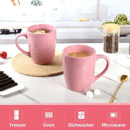 BYCNZB 27OZ Extra Large Ceramic Coffee Mug, Jumbo Coffee Mugs, Big Tea Cups with a Large Handle for Office and Home set of 2 (Pink) - color: Pink