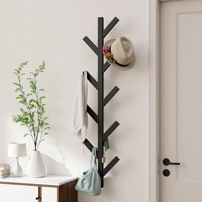 Prywot 2PK Vertical Hat Rack, Metal Coat Rack Wall Mounted, Black, 37.8" | 9 Hooks, Space-saving wall-mounted design, for Hats, Jackets, Coats, and Bags - Suitable for Entryways and Bedrooms - color: Black(2 Pack)