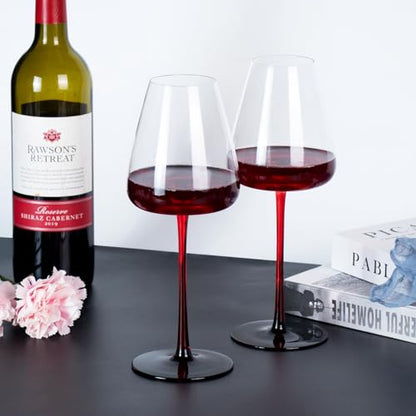 KAMMAK Crystal Red Wine Glasses Set of 2, 16.06 oz Stemmed Glasses, XH008 | Hand Blown, Bordeaux Wine Glasses, Thin Rim & Long Stem, Red & White, Daily Use, Wedding or Birthday Gift for Women - size: 8KPXH008