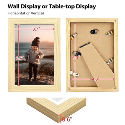 4x6 Picture Frame Wood Grain Set of 6 Wooden Photo Frames | 4 x 6 Picture Frame with Plexiglass Fits 4x6 without Mat for Table and Wall Display - color: Wood Grain, size: 4x6