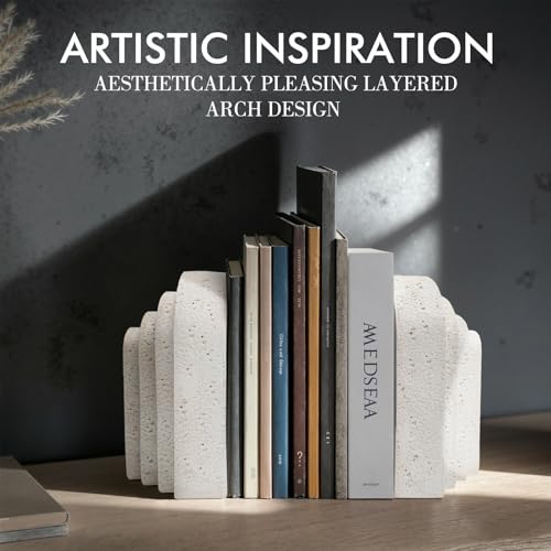 Heavy Duty Arch Resin Decorative Bookends for Shelves Set of 2 | Non-slip base, Scratch-resistant finish, Weighted shelf support