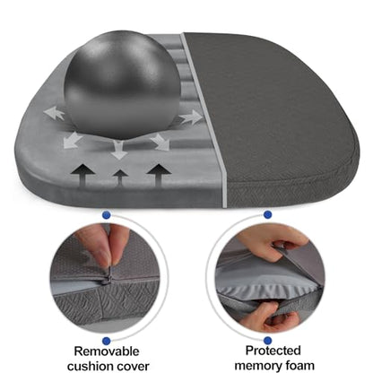 BUYUE Luxury 100% Pure Memory Foam Chair Cushion 1 Pack, Jacquard 16" U-Shape Comfortable Dining Chair Pad, Removable Slip Resistant Kitchen Chair Seat Cushion, (1 piece, Grey) - color: Grey