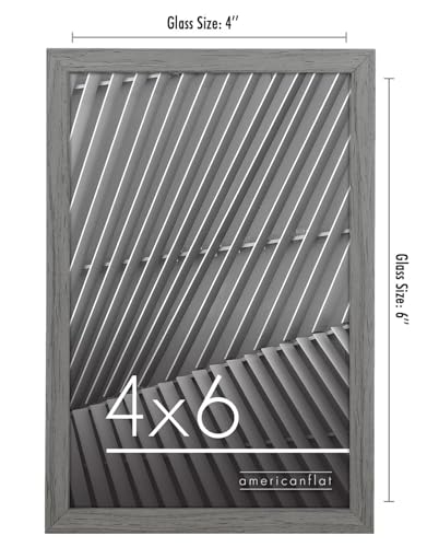 Americanflat 4x6 Picture Frame with Shatter-Resistant Glass - Streamline Collection - Thin Border Photo Frame for Tabletop and Wall Display - Hanging Hardware and Easel Stand Included - Grey | Shatter-resistant glass, wall or tabletop display with include