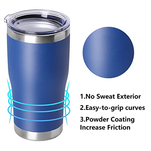 DOMICARE 20oz Tumbler with Lid Stainless Steel Tumblers Bulk, Double Wall Vacuum Insulated Coffee Travel Mug Powder Coated Tumbler, 4 Count (Pack of 1) Dark Blue - color: Dark Blue, size: 4 count