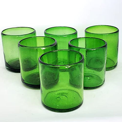 Solid Emerald Green 9 oz Short Tumblers (set of 6), Recycled Glass, Lead-free, Toxin-Free (9oz Tumbler) - color: Green, size: 9 oz