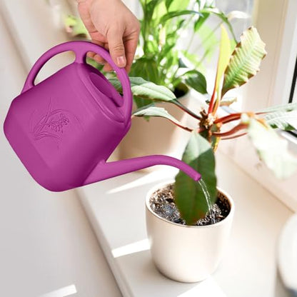 ZXJ Plant Watering Can - for Indoor and Outdoor Home Garden Plants - with Long Spout - Rose Red - 1/2 Gallon - color: Rose Red