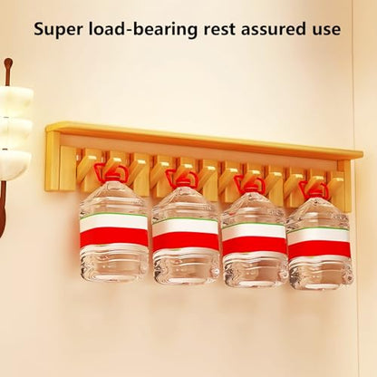 Wall Mounted Coat RackHooks Piano Key Hangers Natural Solid Wood Hanger Non-Woven Fabric Clothes Hangers for Closet, Kitchen, Bedroom, Bathroom, Entryway (Tray Walnut-Beech, 12 Hooks) - color: Tray walnut-beech, size: 12 Hooks