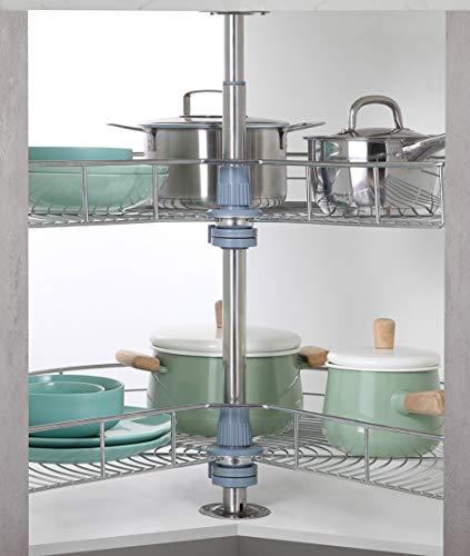 Dowell Base Cabinet Kidney Shape Dia.28 270° Lazy Susan, 2 Shelves, Kitchen Base Corner Cabinet Organizer (Chrome 4001 270 28) - size: Base Cabinet Kidney Shape Dia.28" 270°