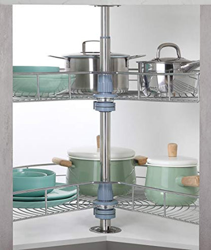 Dowell Base Cabinet Kidney Shape Dia.28 270° Lazy Susan, 2 Shelves, Kitchen Base Corner Cabinet Organizer (Chrome 4001 270 28) - size: Base Cabinet Kidney Shape Dia.28" 270°