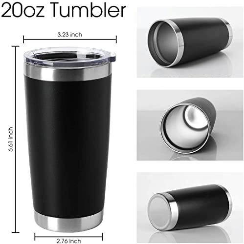 HASLE OUTFITTERS 20oz Tumblers Stainless Steel Mugs with Lid Double Wall Vacuum Insulated Coffee Cups for Cold & Hot Drinks (20oz-Black, 12 Pack) - color: Black-A, size: 12 Count (Pack of 1)