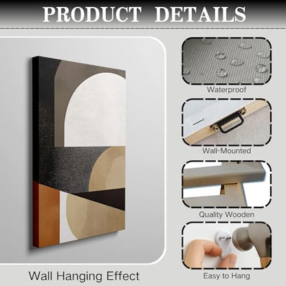 Wivsev Neutral Abstract Wall Art,Black and Beige Canvas Wall Art,Modern Brown Wall Decor,Minimalist Abstract Painting for Bedroom,Living Room,Office (24" x 36" x 3 pcs) - size: 24" x 36" x 3 pcs