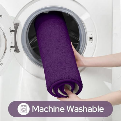 HOMEIDEAS Upgraded Bathroom Rugs Set 3 Piece, Ultra Soft Memory Foam Bath Mats, Super Absorbent Non Slip Washable U-Shaped Toilet Bath Rug (Purple, 17"x24"+20"x32"+U-Shaped 20"x24") - color: Purple
