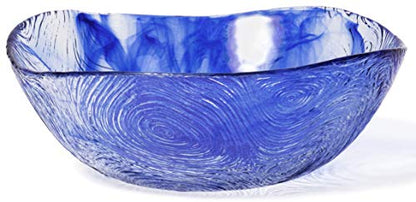 Red Co. Small Blue Etched Wavy Glass Bowl for Fruits and Vegetables, Prepping, Serving, 4.5" x 1.75" - Set of 6