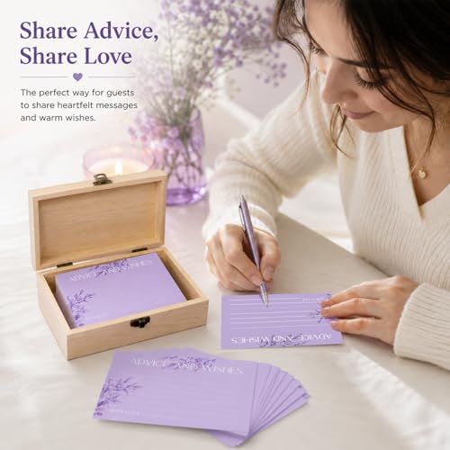 60pcs Lavender Eucalyptus Advice and Wishes Cards, 5.7"x3.8" Wedding Advice Cards for Bridal Shower, 250gsm Thick Paper Wedding Guest Book Alternative, for Mr & Mrs Engagement Party - color: BLUE