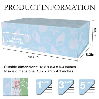 LFBOX Blue Ocean Theme Gift Box with Magnetic Lids 5 Pack | Large Bridesmaid Groomsman Proposal Boxes,13.8x8.3x4.4 in, Collapsible Rectangle Storage Box Bulk - color: Ocean Theme, size: 1 Count (Pack of 5)