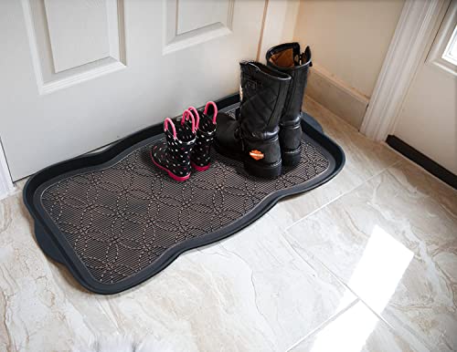 A1 Home Collections Heavy Duty Flexible 16 in. x 31 in. 100% Rubber Boot Mat. Multi-Purpose for Shoes, Garden - Mudroom, Entryway, Garage etc., Black/Copper - style: Geometric Bronze