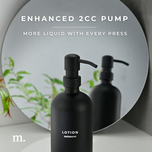 MaisoNovo Soap Dispenser 2-Piece Set | 16.9oz Black Bottles with Black Plastic Pumps - color: Black/Black