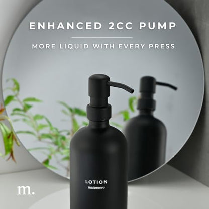 MaisoNovo Soap Dispenser 2-Piece Set | 16.9oz Black Bottles with Black Plastic Pumps - color: Black/Black
