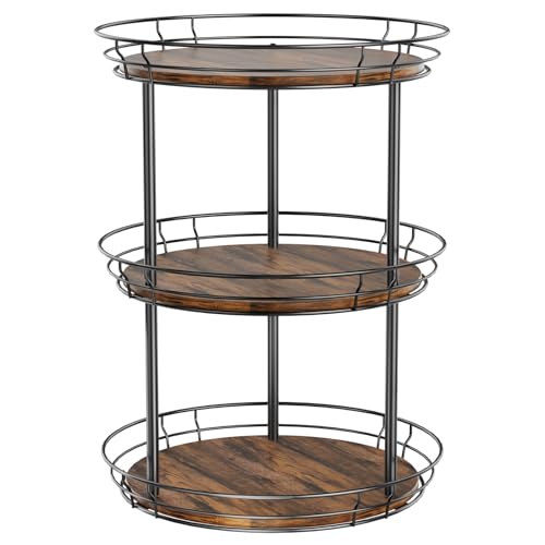 LAMU 12'' Lazy Susan Turntable Organizer, 3 Tier Round Rotating Spice Rack Organization for Kitchen Cabinet and Countertop, Wooden Lazy Susan for Table Top, Pantry, Bathroom, Vanity, Home Decor - size: 12in - 3Tier