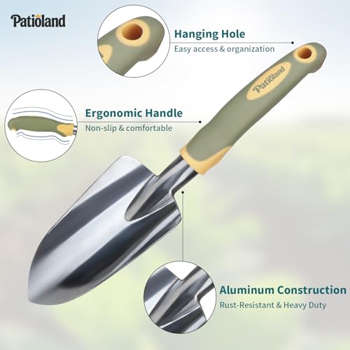 Green Garden Tool Set 4-Piece, Trowel, Fork, Pruning Shear&Gloves | Aluminum Gardening Hand Tools, Non-Slip Ergonomic Handles, for Digging Weeding, Gift for Women Men Gardener Plant Lovers - color: green-4pcs