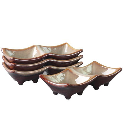 Side dish Chip Dip Sets, 7.7 in Two-grid Olives bowl Dip Serving Set Tray, Divided Platters Chip and Dip Bowls Set of 4, Ceramic Divider Moisture-Proof Cereal Bowl Buffet Serving Bowls Set - color: 7.7 Inch Two-Grid