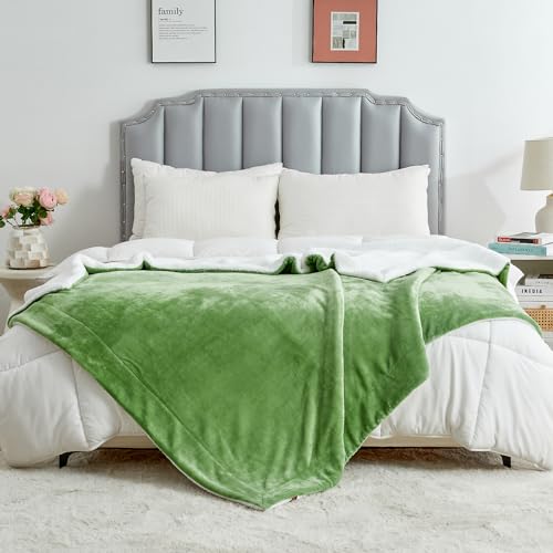 Sherpa Fleece Throw Blanket, Sage Green, 50x60 inches | Double-Sided Super Soft Luxurious Plush Blanket Throw Size - color: Sage Green, size: 50"×60"