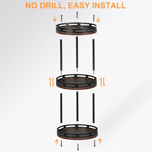 3 Tier Lazy Susan Organizer - 360° Rotating Spice Rack | Industrial Spinning Spice Rack, Versatile Wooden Lazy Susan for Kitchen Cabinet, Countertop, Pantry, Bathroom, Vanity - size: 3 Tier