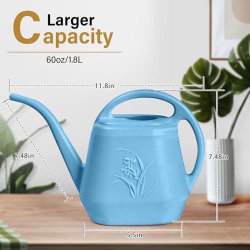 ZXJ Plant Watering Can - for Indoor and Outdoor Home Garden Plants - with Long Spout - Skye Blue - 1/2 Gallon - color: Skyblue