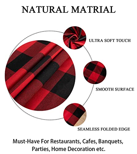 ShinyBeauty Checked Square Tablecloth 54x54-Inch Red and Black Buffalo Plaid Tablecloth Washable Cotton Table Cover Gingham Tablecloth for Dining Room Table Linen Christmas - color: Black & Red, size: 54" x 54" (Square)