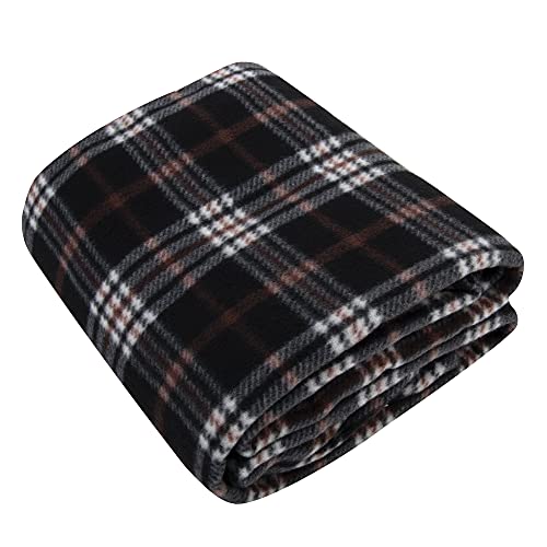 Trail maker 50x60 Throw Blankets, Plaid Fleece Throw Blankets for Bedroom, Couch, Livingroom, Chair, Pets, Outdoors - color: Brown