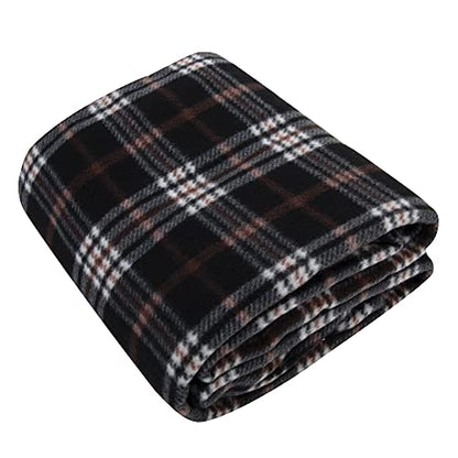 Trail maker 50x60 Throw Blankets, Plaid Fleece Throw Blankets for Bedroom, Couch, Livingroom, Chair, Pets, Outdoors - color: Brown