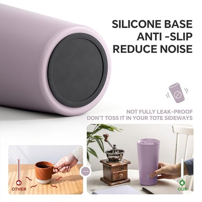 Ideus 17 oz Travel Coffee Mug, Double Wall Vacuum Stainless Steel Insulated Coffee Tumbler With Lid, Splash-Proof & Cup Holder Friendly, Keeps Drinks Hot/Cold, Dishwasher Safe, Purple - color: Purple